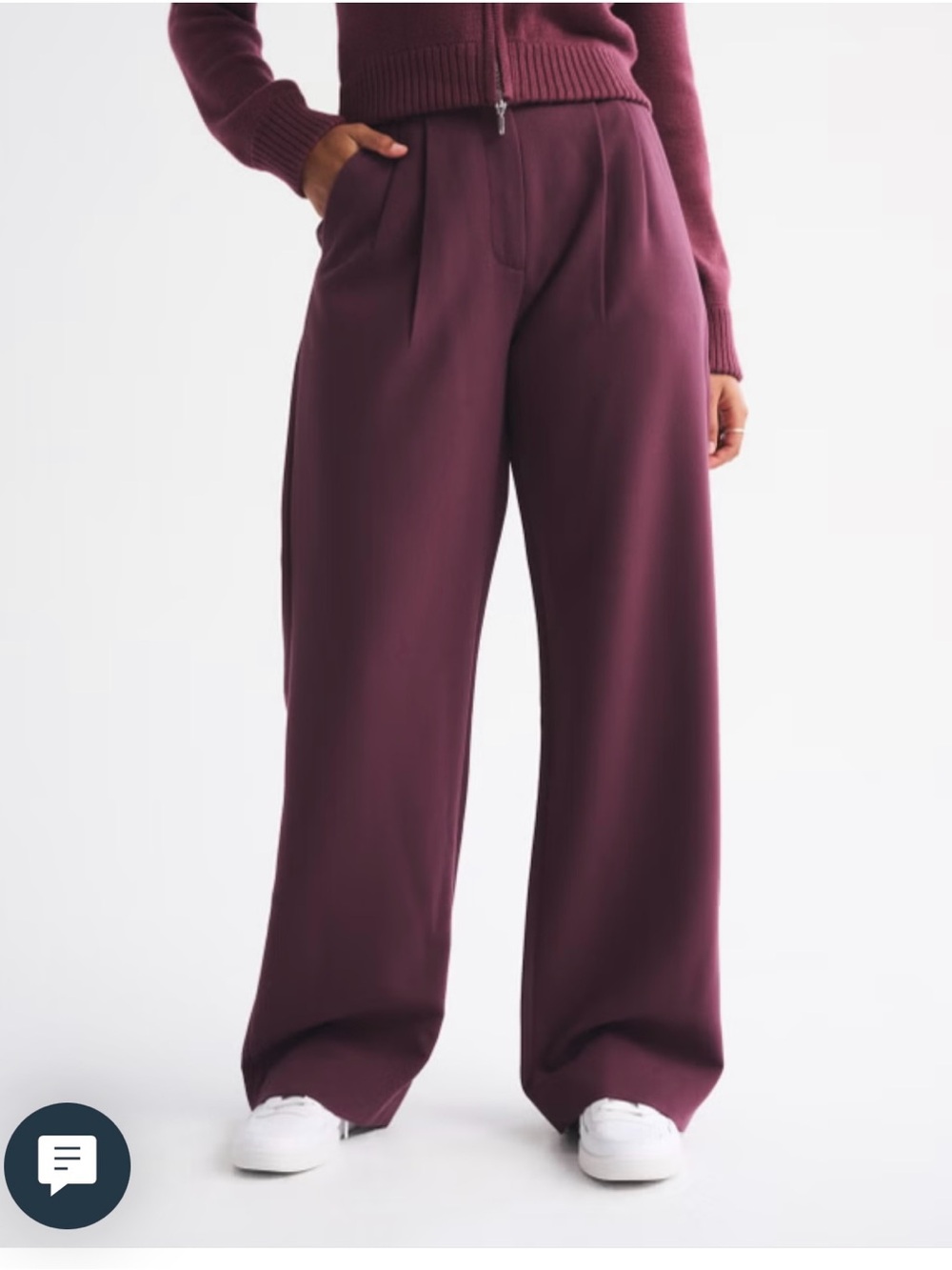 Abercrombie & Fitch Wide-Leg Pleated Pants in Plum